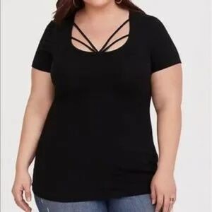 Torrid black strappy foxy t shirt